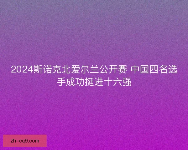 2024斯诺克北爱尔兰公开赛 中国四名选手成功挺进十六强