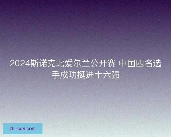 2024斯诺克北爱尔兰公开赛 中国四名选手成功挺进十六强